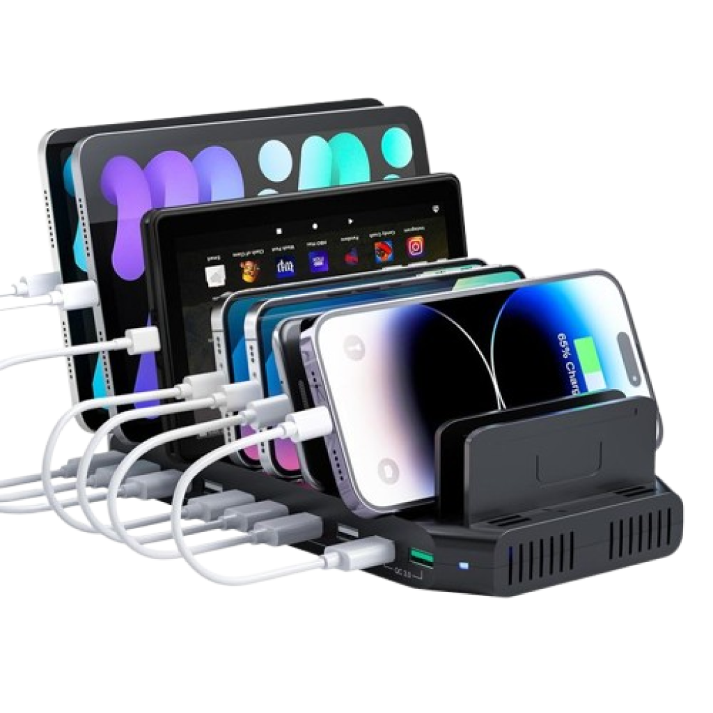 SUIDEK_USB_Charging_Station_for_Multiple_Devices__100W_10_Port_USB_Charging_Dock_Hub_with_Quick_Charge_3_0__Charging_Stand_Compatible_with_Tablets__and_Other_Electronics-removebg-preview